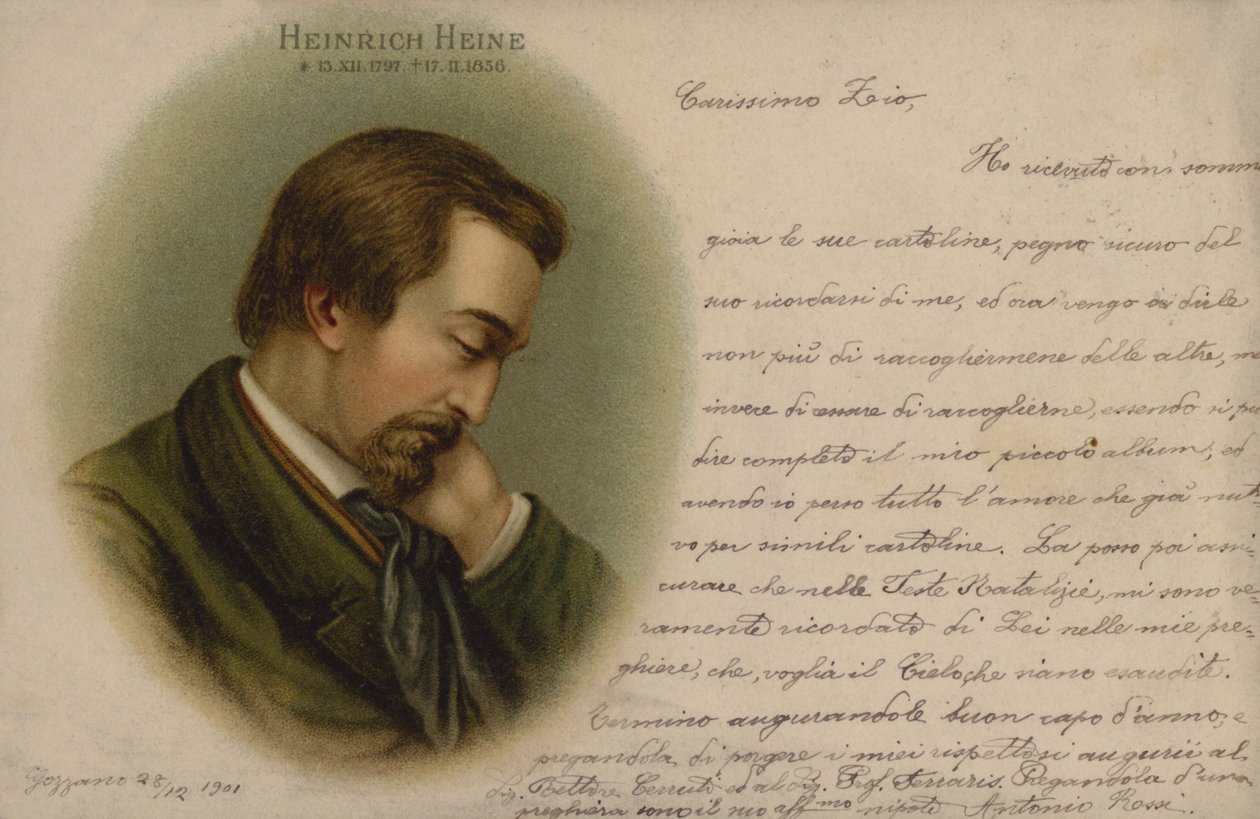 Heinrich Heine, poeta tedesco (cromolito) da European School