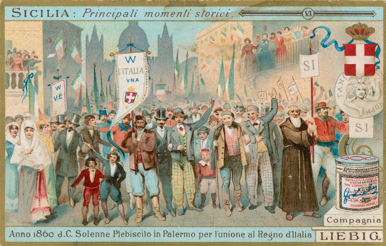 Storia della Sicilia, carta Liebig, inizio XX secolo (cromo) da European School