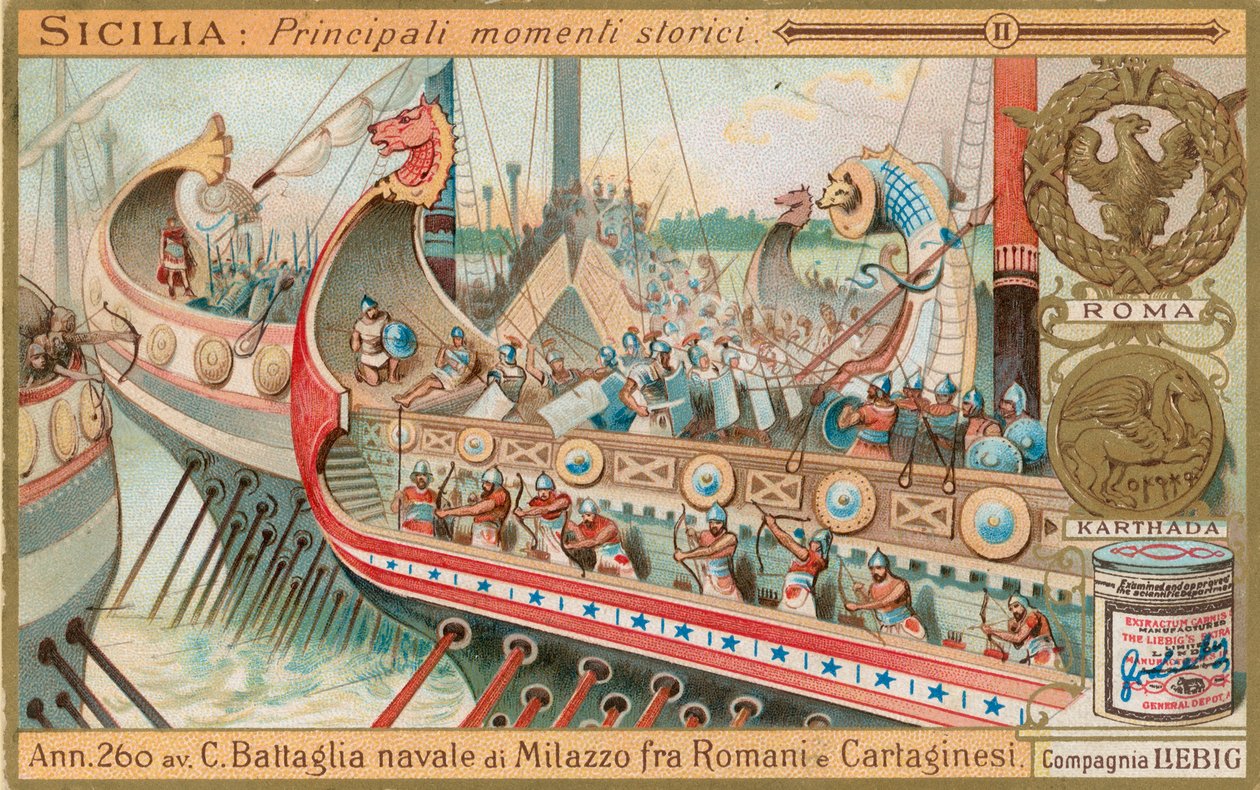 Storia della Sicilia, carta Liebig, inizio XX secolo (cromo) da European School