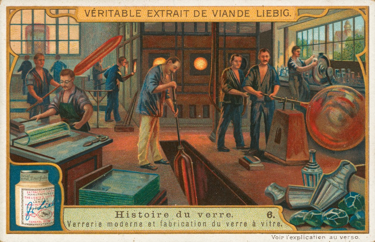 Storia del vetro, scheda Liebig, inizio XX secolo (cromo) da European School