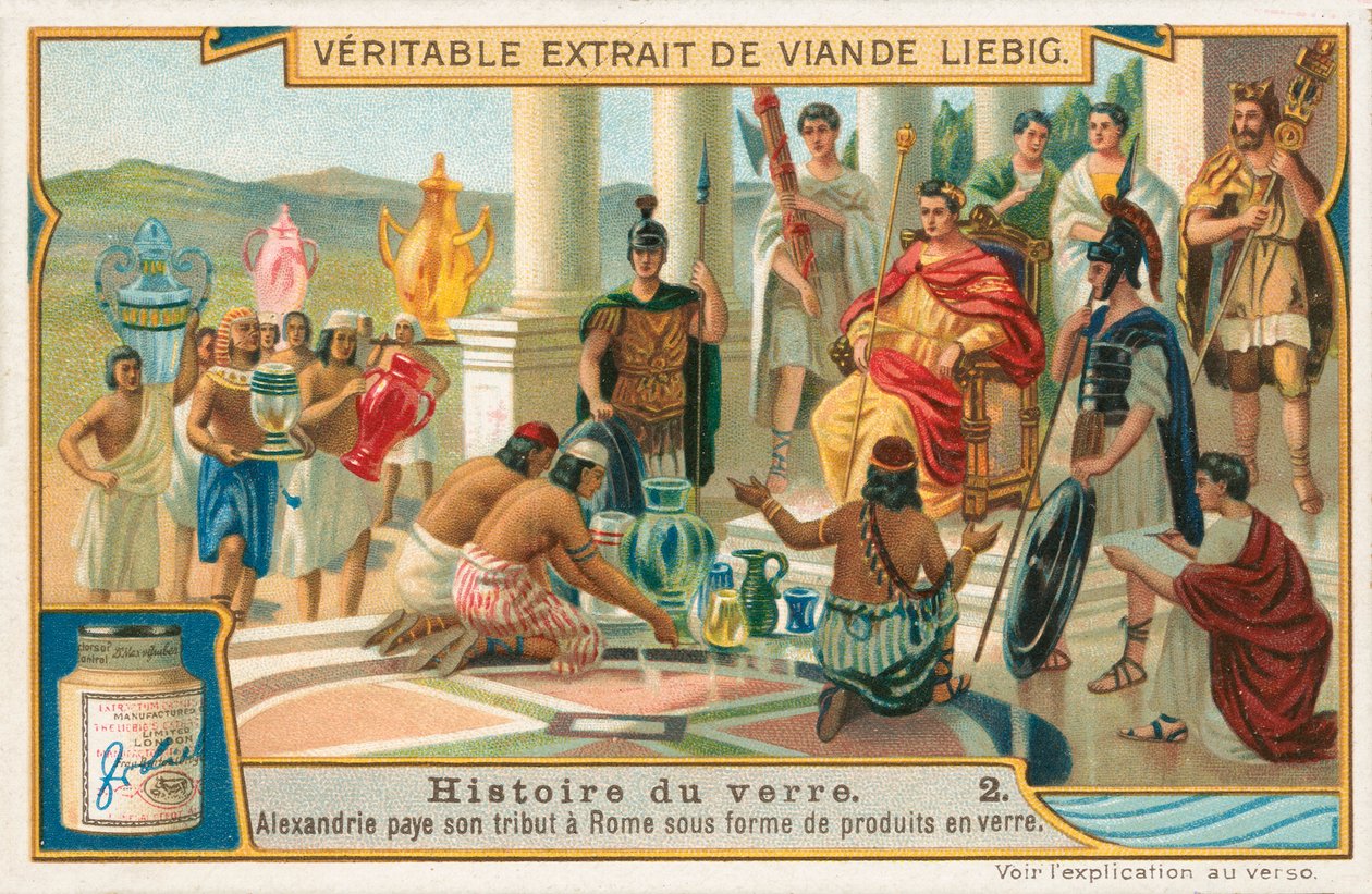 Storia del vetro, scheda Liebig, inizio XX secolo (cromo) da European School