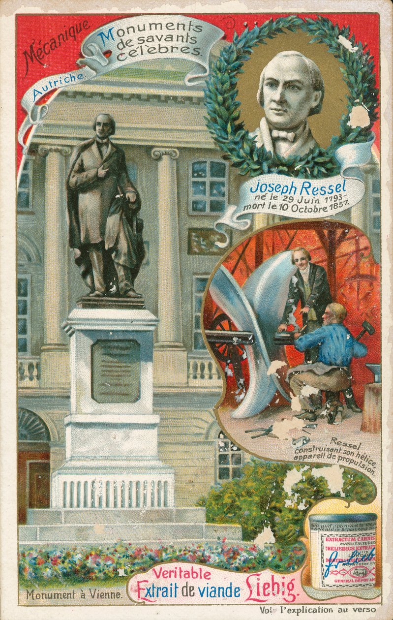 Joseph Ressel, carta Liebig, inizio XX secolo (cromo) da European School