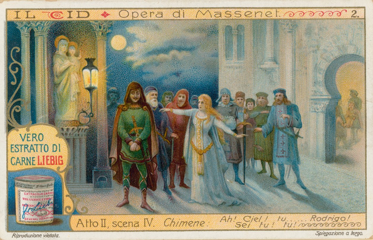 Le Cid di Massenet, carta Liebig, inizio XX secolo (cromo) da European School