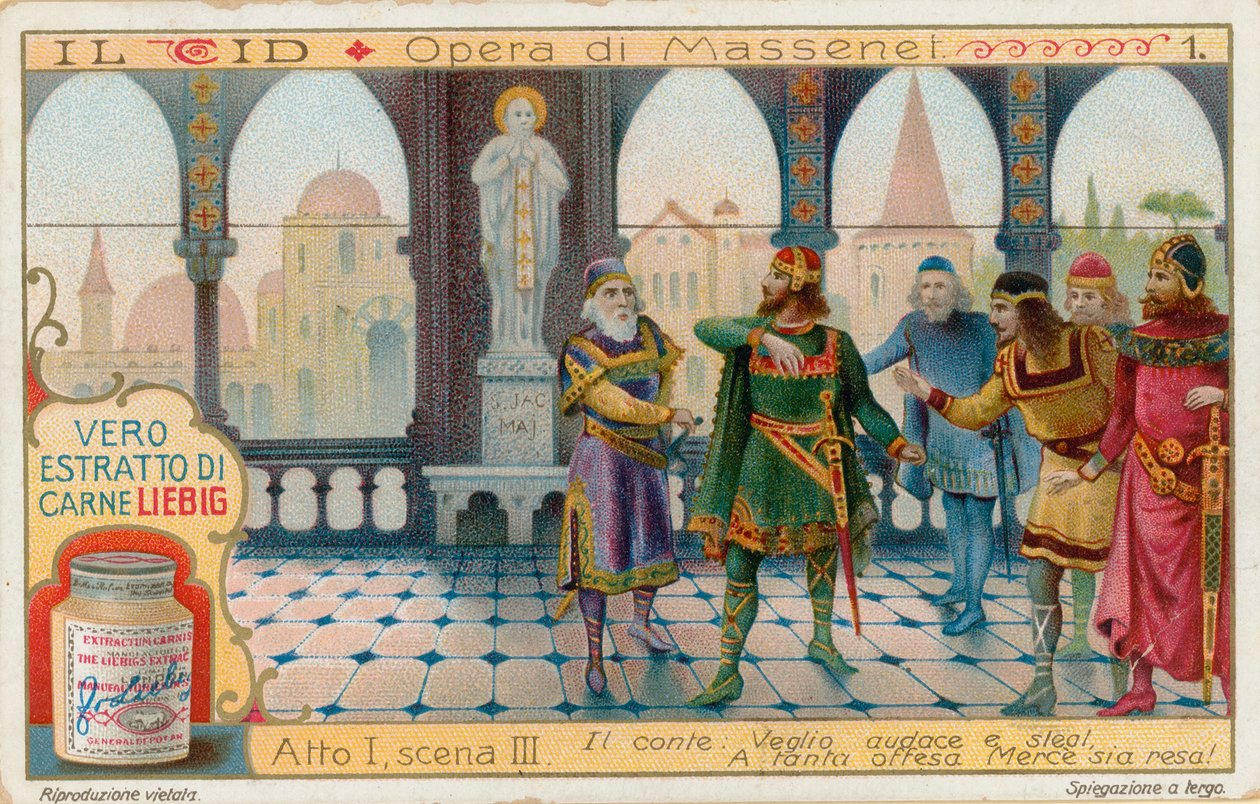 Le Cid di Massenet, carta Liebig, inizio XX secolo (cromo) da European School