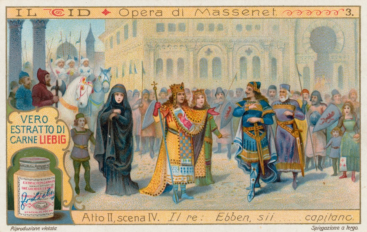 Le Cid di Massenet, carta Liebig, inizio XX secolo (cromo) da European School