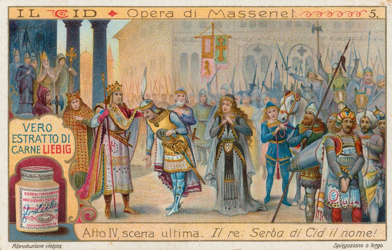 Le Cid di Massenet, carta Liebig, inizio XX secolo (cromo) da European School