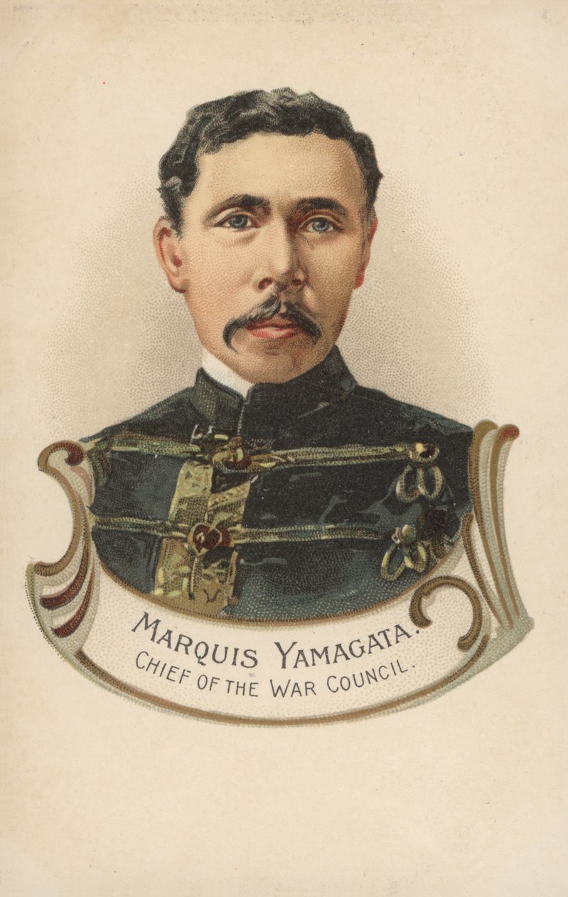 Marchese Yamagata, capo del Consiglio di Guerra (litografia a colori) da European School