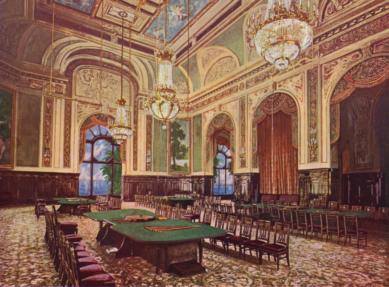 Monte-Carlo, La Nouvelle Salle (litografia a colori) da European School