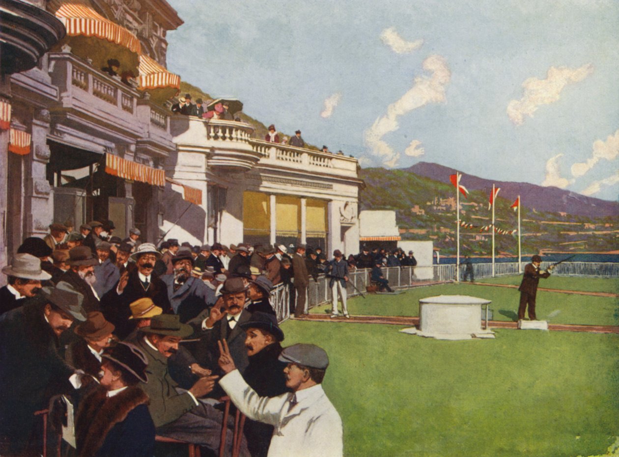 Monte-Carlo, Le Tir aux Pigeons (litografia a colori) da European School
