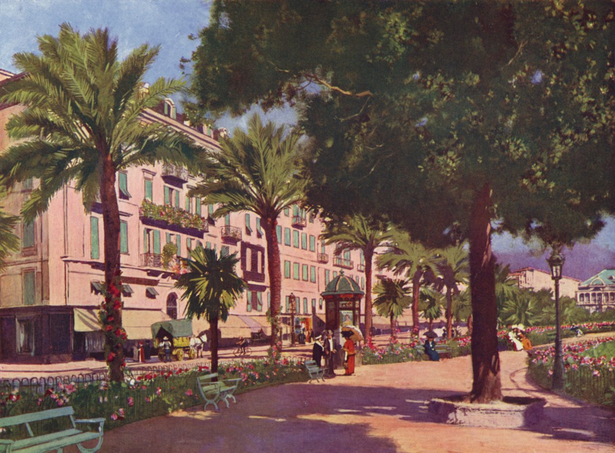 Nizza, Avenue Massena (litografia a colori) da European School