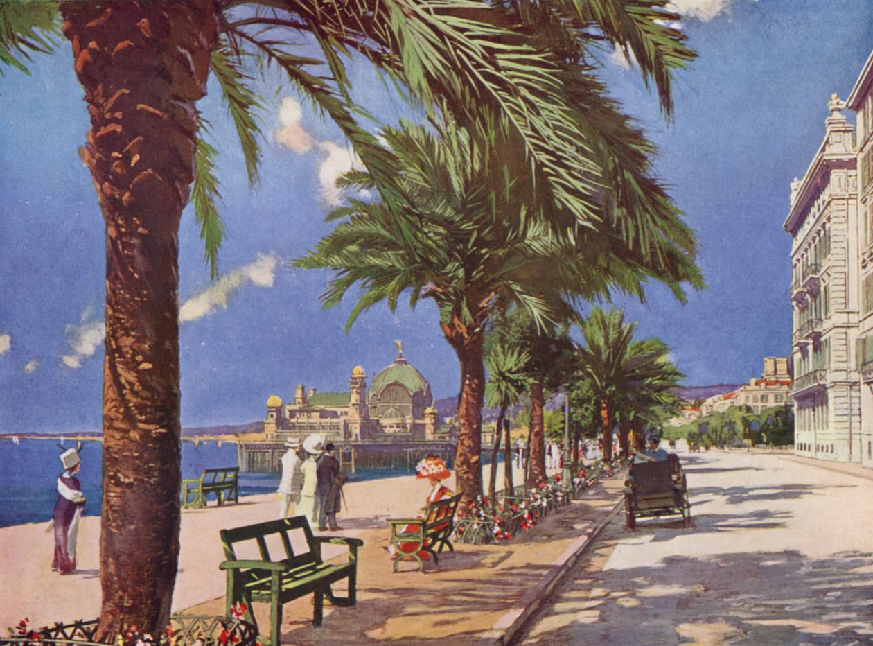 Nizza, Promenade du Midi (litografia a colori) da European School