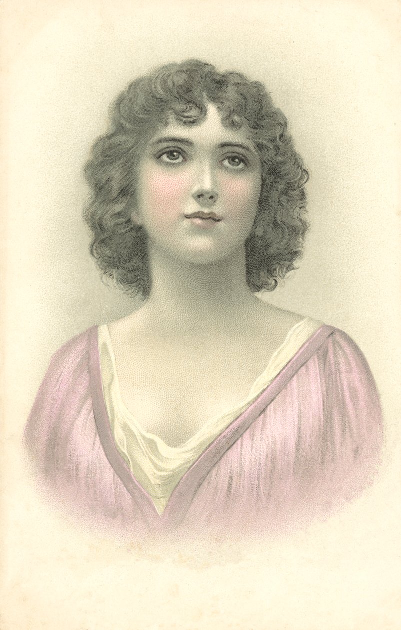 Ritratto di ragazza (litografia a colori) da European School