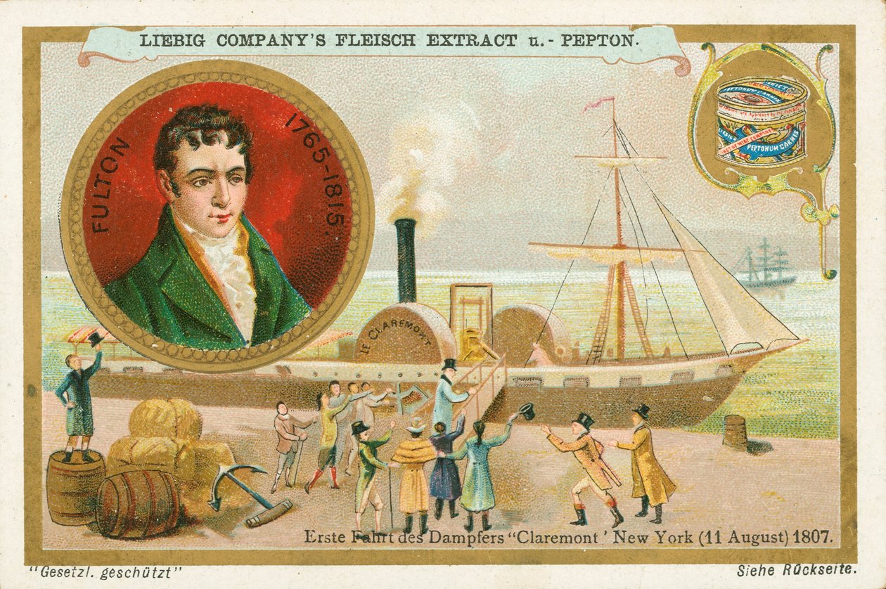 Robert Fulton, carta Liebig, inizio XX secolo (cromo) da European School