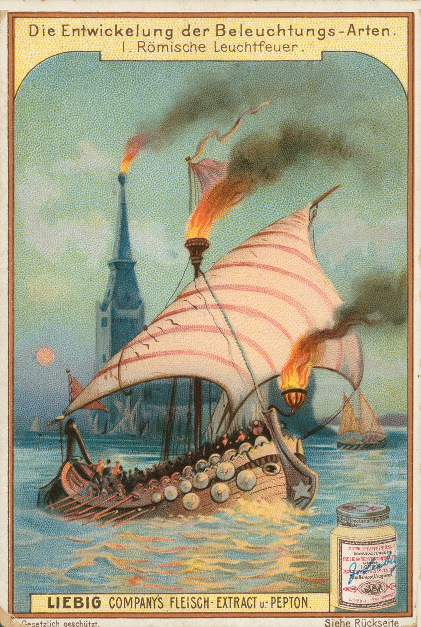 Galeone romano, carta Liebig, inizio XX secolo (cromo) da European School