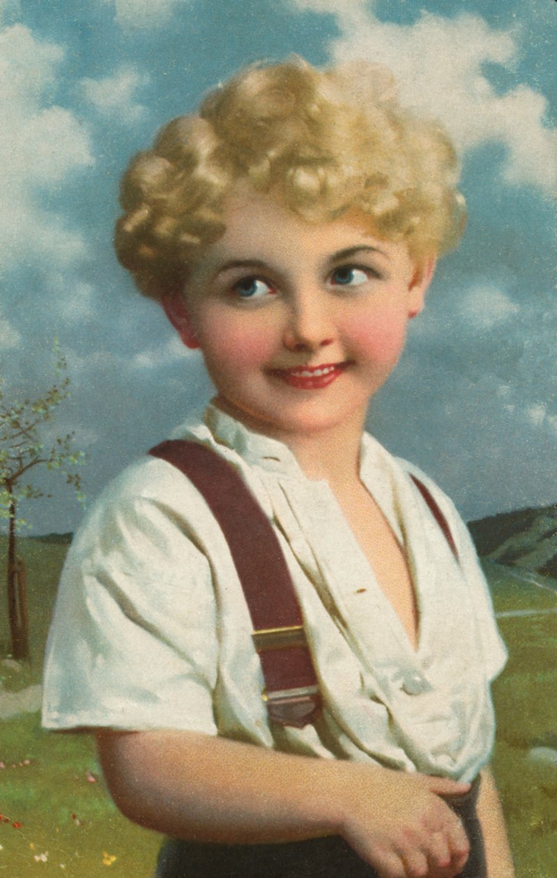 Ragazzo sorridente (litografia a colori) da European School