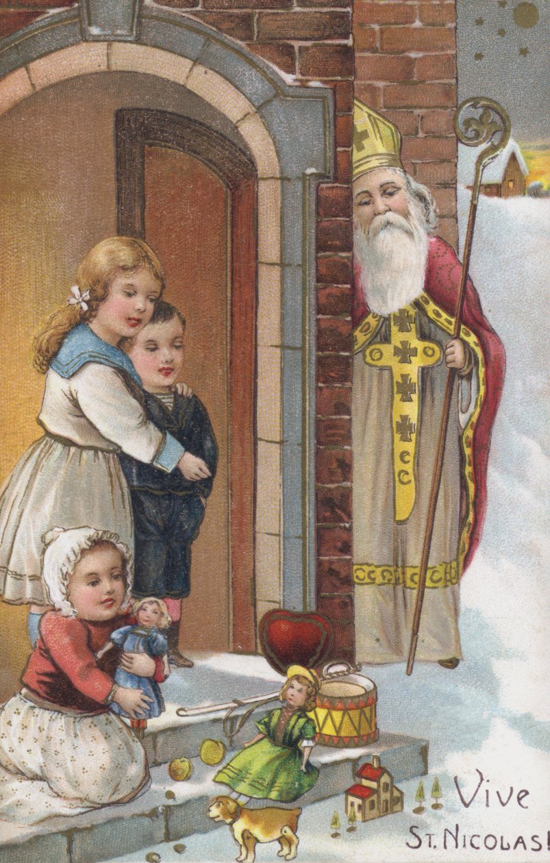 Biglietto di auguri per la festa di San Nicola (chromolitho) da European School