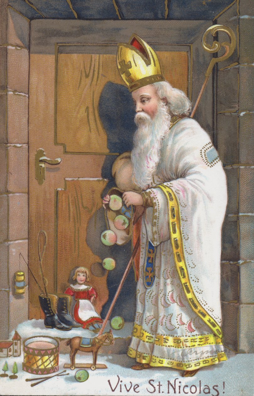 Biglietto di auguri per la festa di San Nicola (chromolitho) da European School