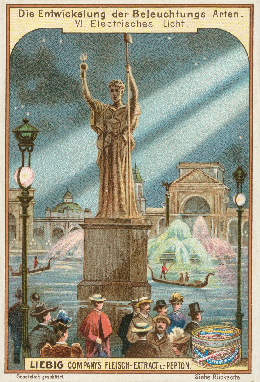 Lampioni, cartolina Liebig, inizio XX secolo (cromo) da European School