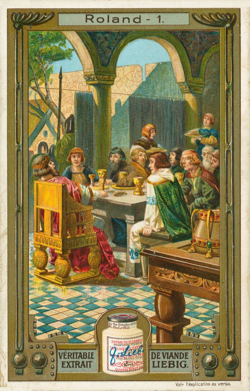 La storia di Roland, cartolina Liebig, inizio XX secolo (cromo) da European School