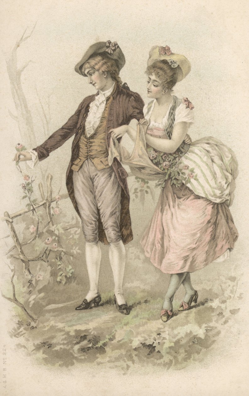 Coppia che cammina (litografia a colori) da European School