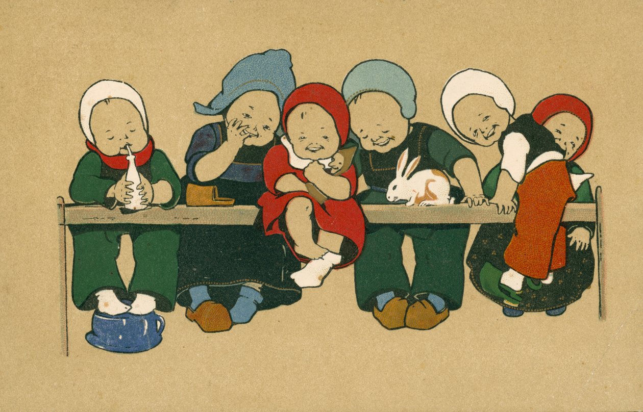 Giovani olandesi in costume (litografia a colori) da European School