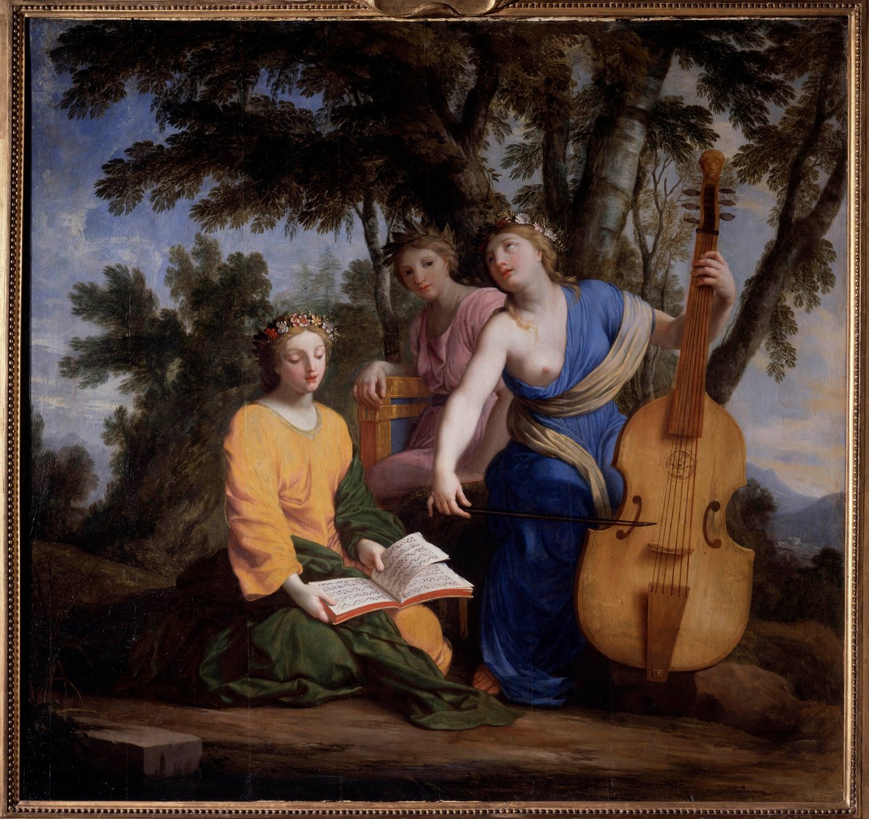 Rappresentazione delle tre Muse Melpomene, Erato e Polimnia da Eustache (studio of) Le Sueur