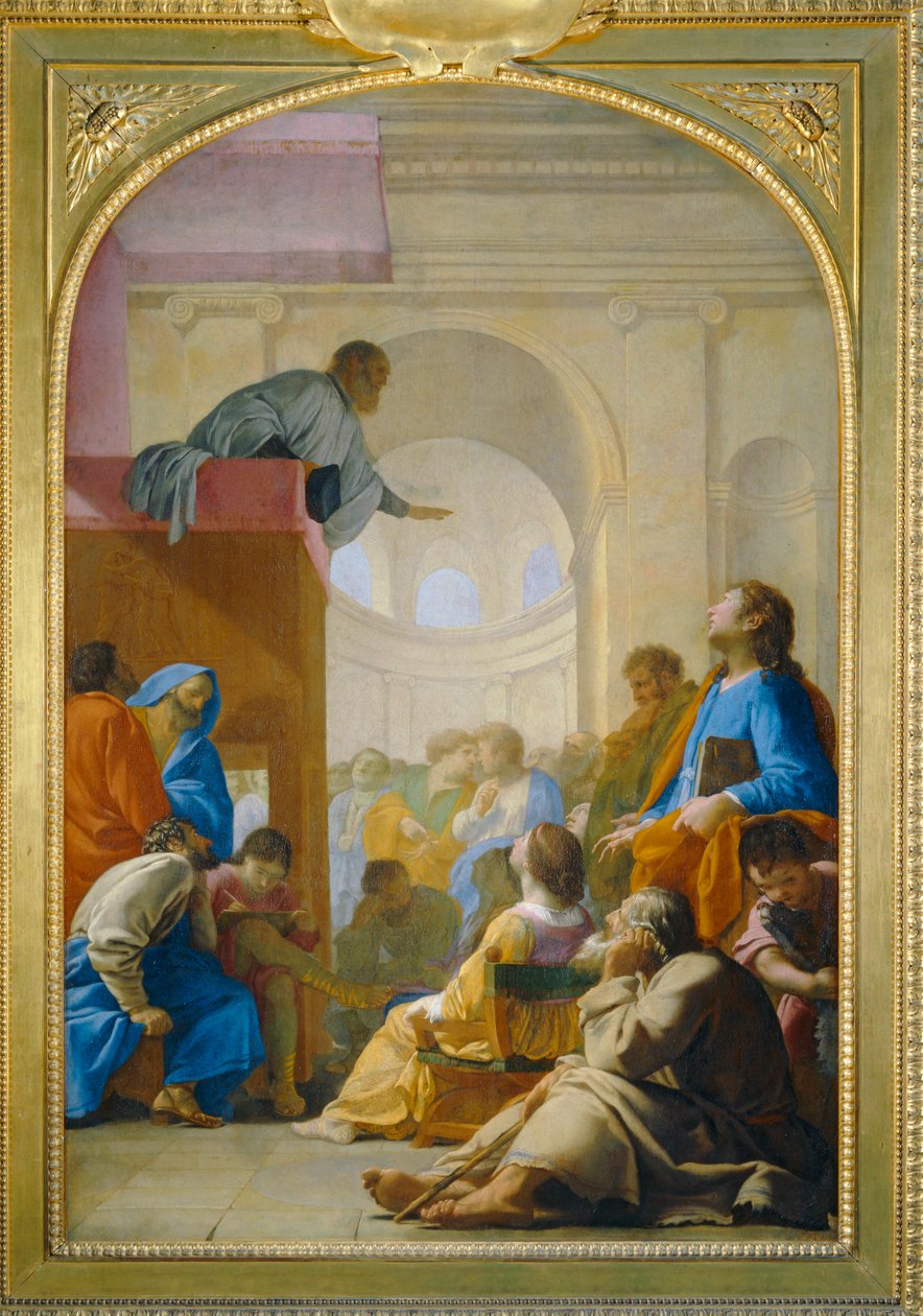 San Bruno assiste alla predica di Raymond Diocrès - San Bruno assiste alla predica di Raymond Diocrès ... da Eustache (studio of) Le Sueur