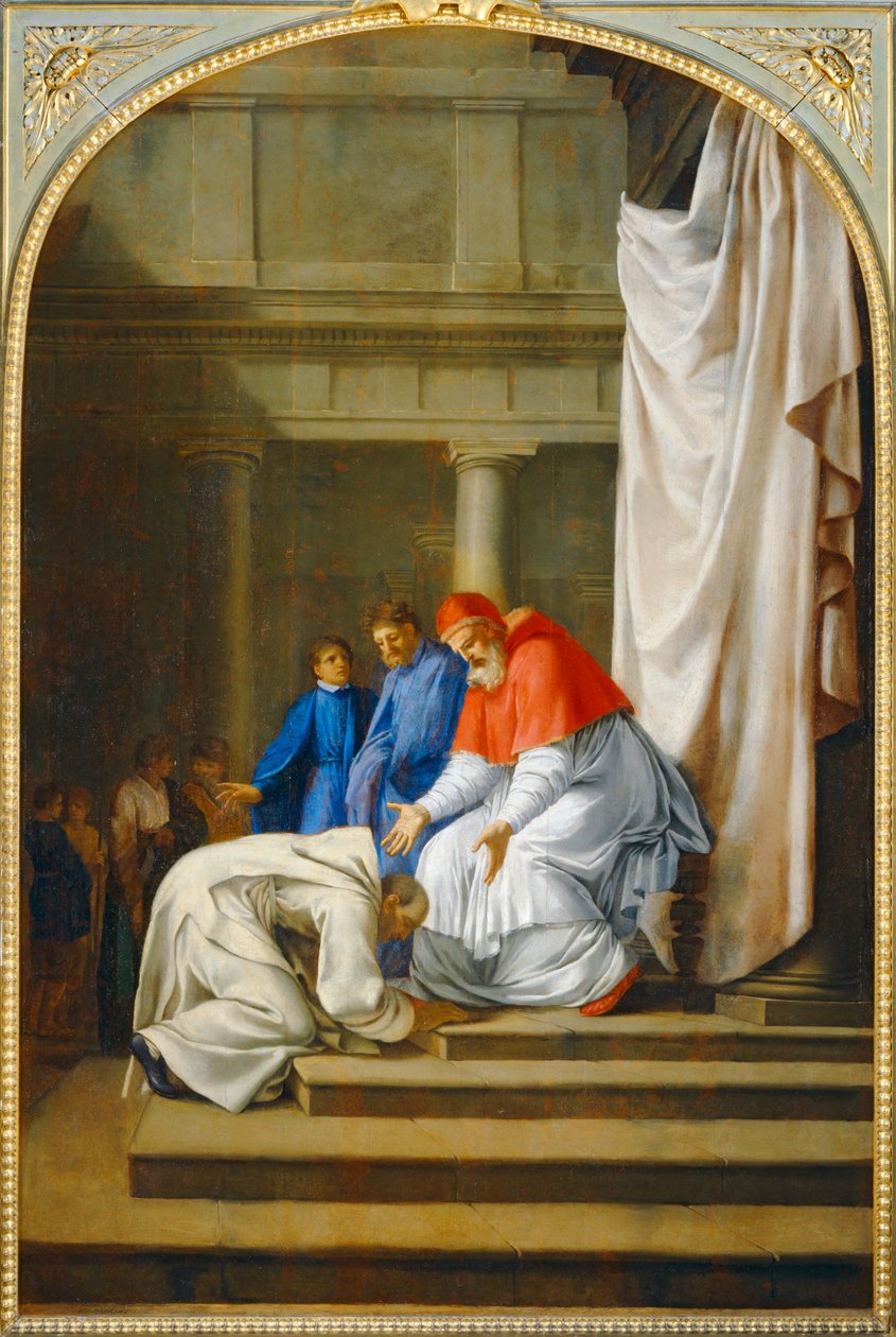 Saint Bruno aux pieds du pape Urbain II - San Bruno ai piedi di papa Urbano II. 1645-1648 ... da Eustache (studio of) Le Sueur