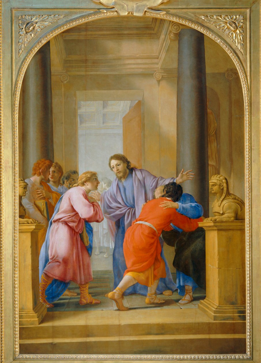 Saint Bruno engage ses disciples et ses amis à quitter le monde - San Bruno invita i suoi discepoli e i suoi amici ad abbandonare il mondo ... da Eustache (studio of) Le Sueur