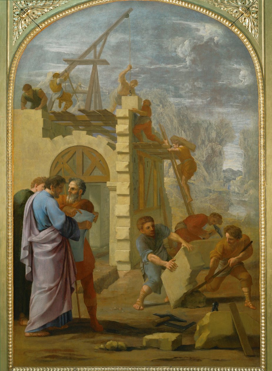 Saint Bruno fait construire le monastere - San Bruno ordina la costruzione del monastero ... da Eustache (studio of) Le Sueur