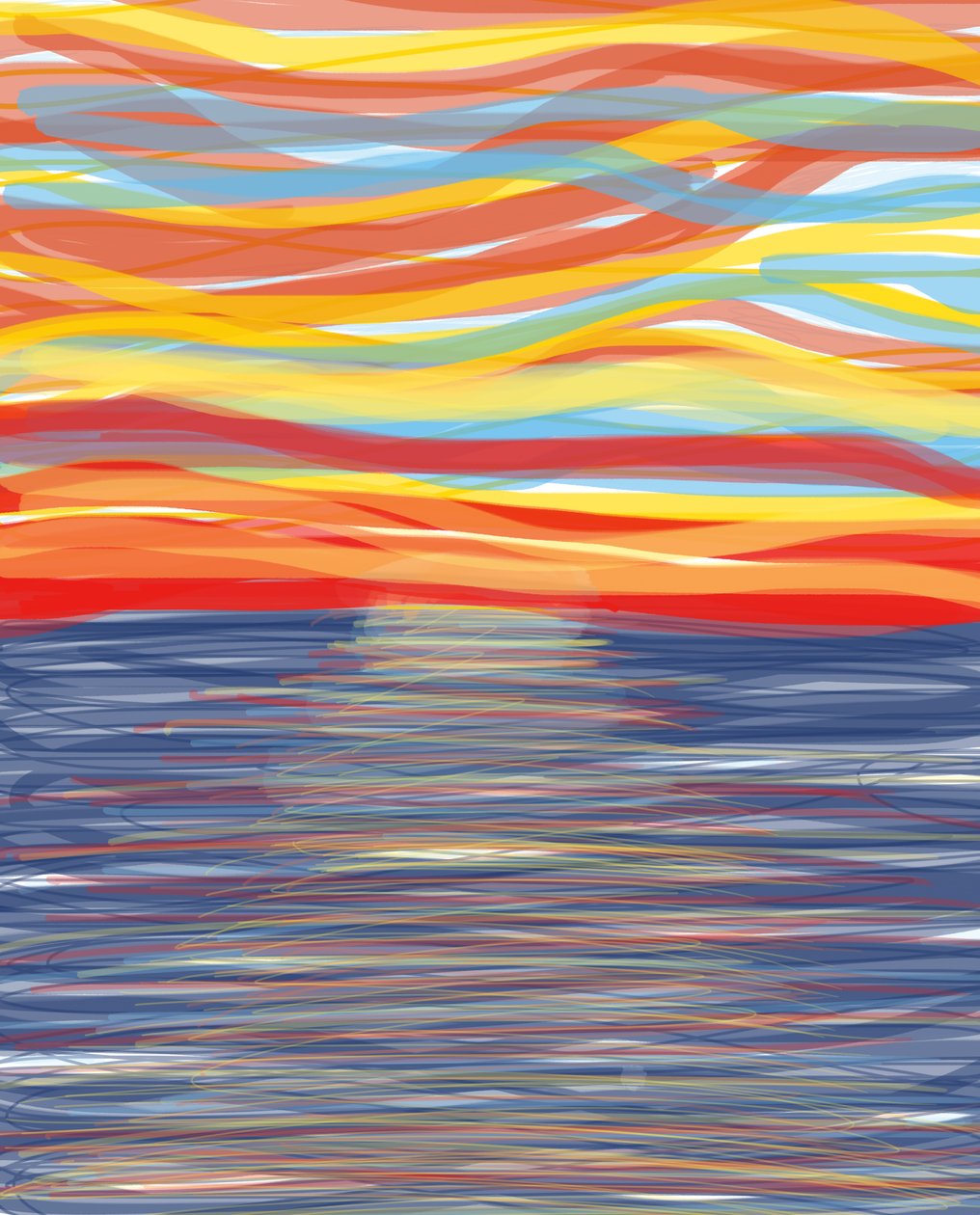 Oceano Atlantico, 2018 (disegnato a mano su un iPad con una matita Apple) da Evan Sklar