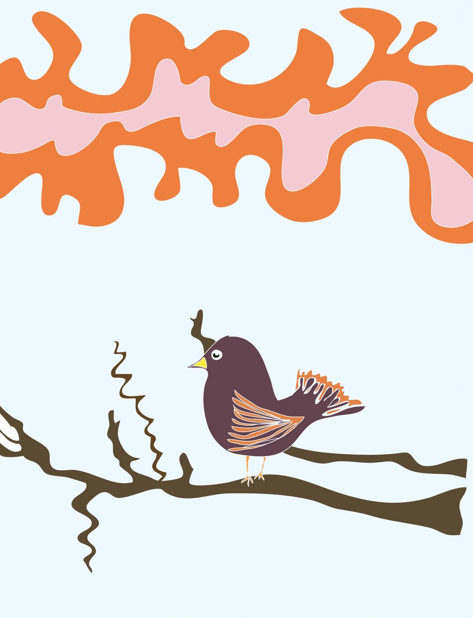 Uccello sul ramo, 2015 (disegnato a mano su iPad con una matita Apple) da Evan Sklar
