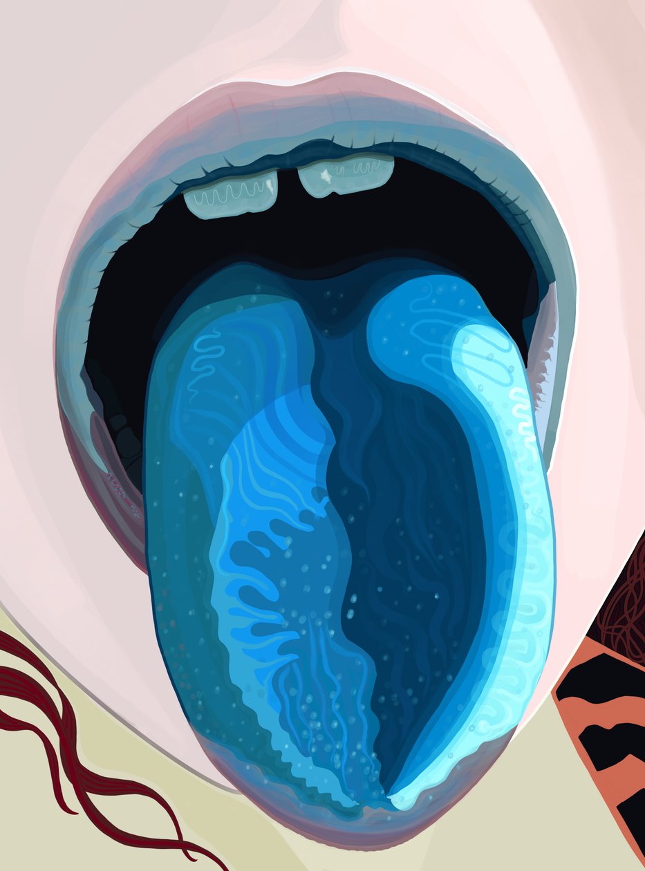 Lingua blu da ghiacciolo (arte digitale) da Evan Sklar