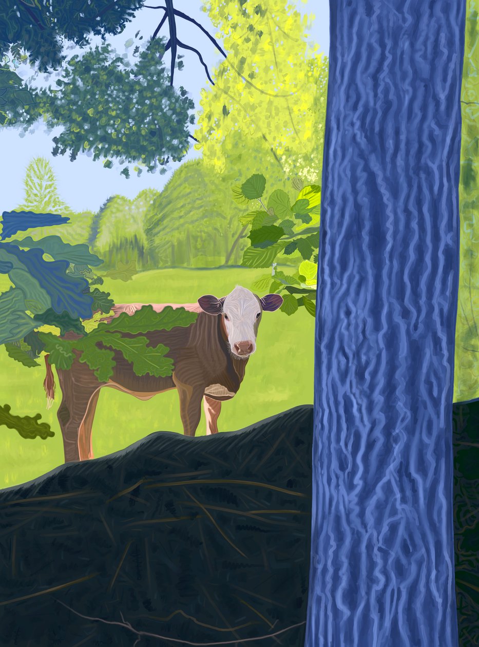 Mucca nel campo, 2025 (arte digitale) da Evan Sklar