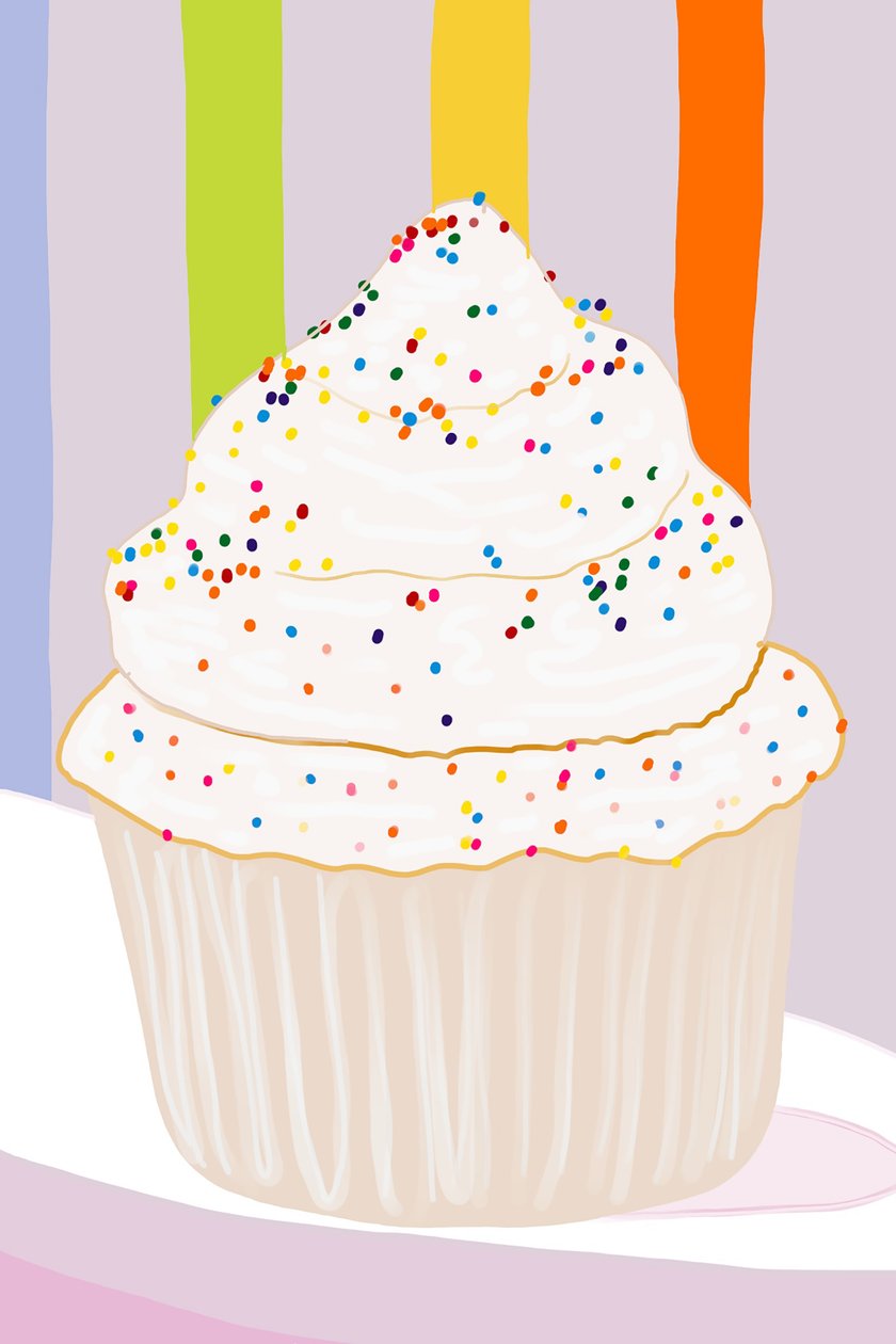 Cupcake con glassa alla vaniglia e zuccherini, Brooklyn (arte digitale) da Evan Sklar
