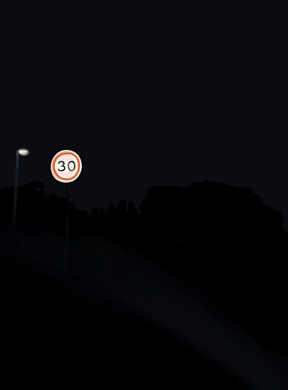 Guidare la strada di notte # 1 Brooklyn (arte digitale) da Evan Sklar