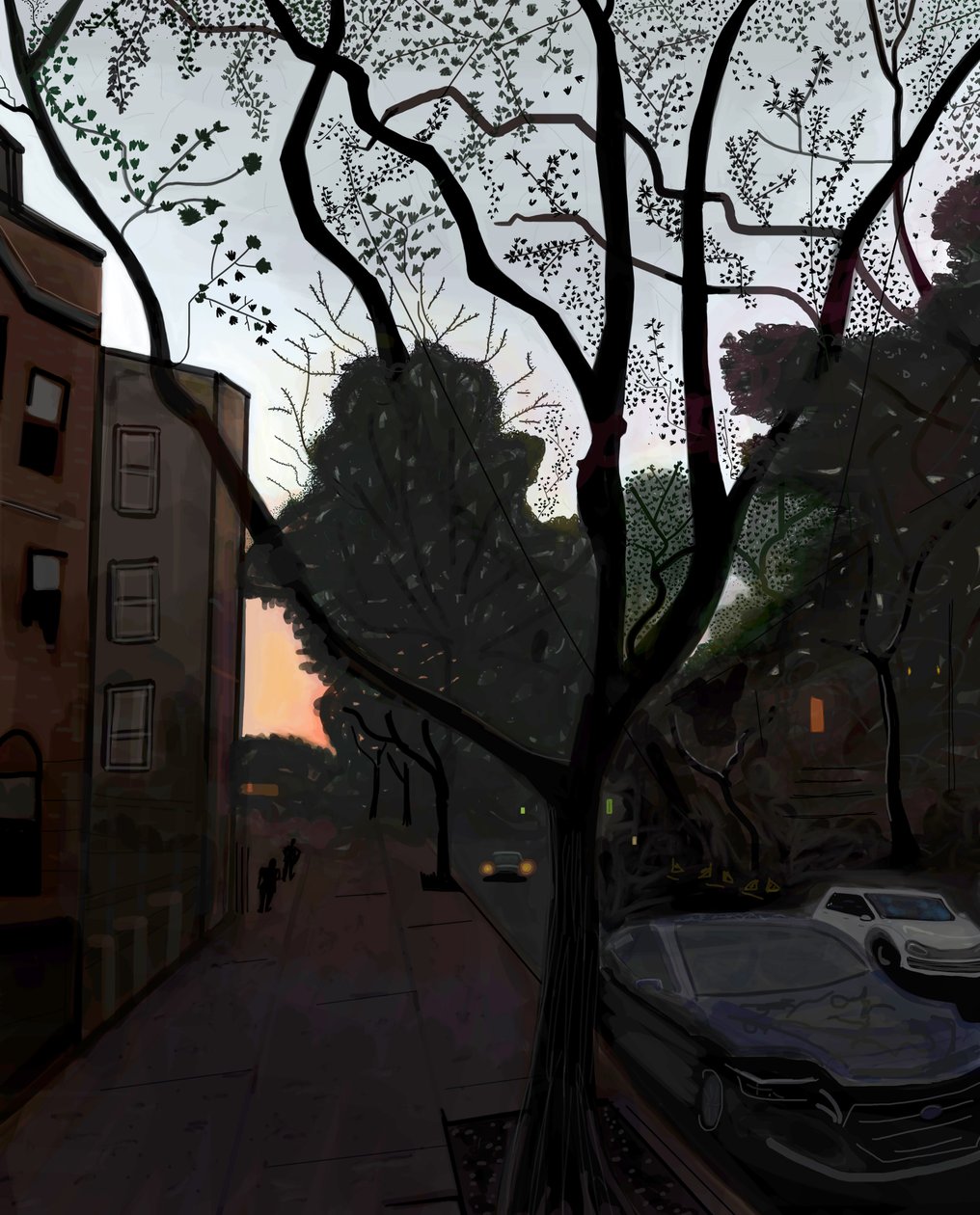 Quinta strada, Brooklyn, agosto 2016 (disegnato a mano su un iPad con una matita Apple) da Evan Sklar