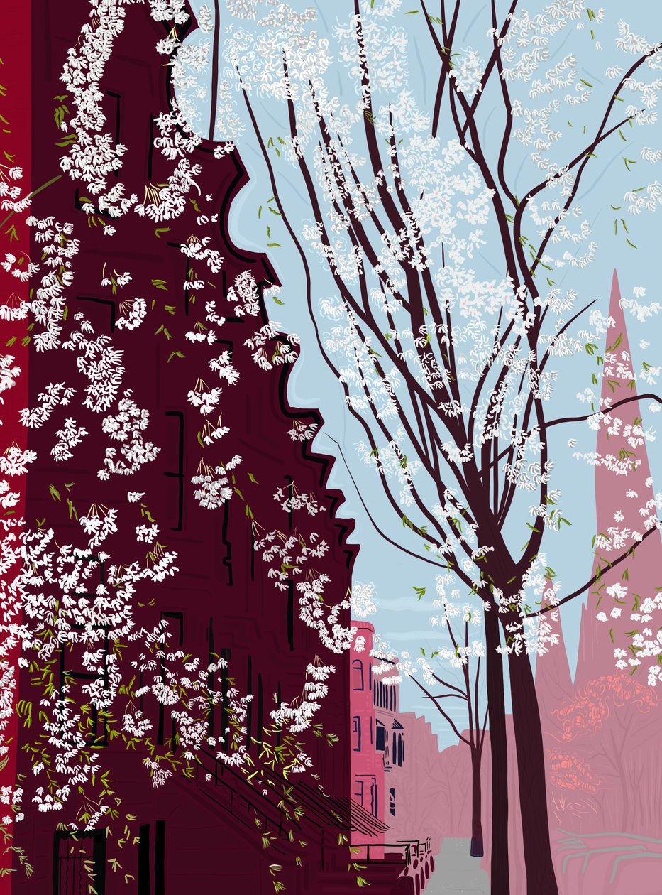 Garfield Place, Spring, Brooklyn, 2020-24 circa (arte digitale) da Evan Sklar