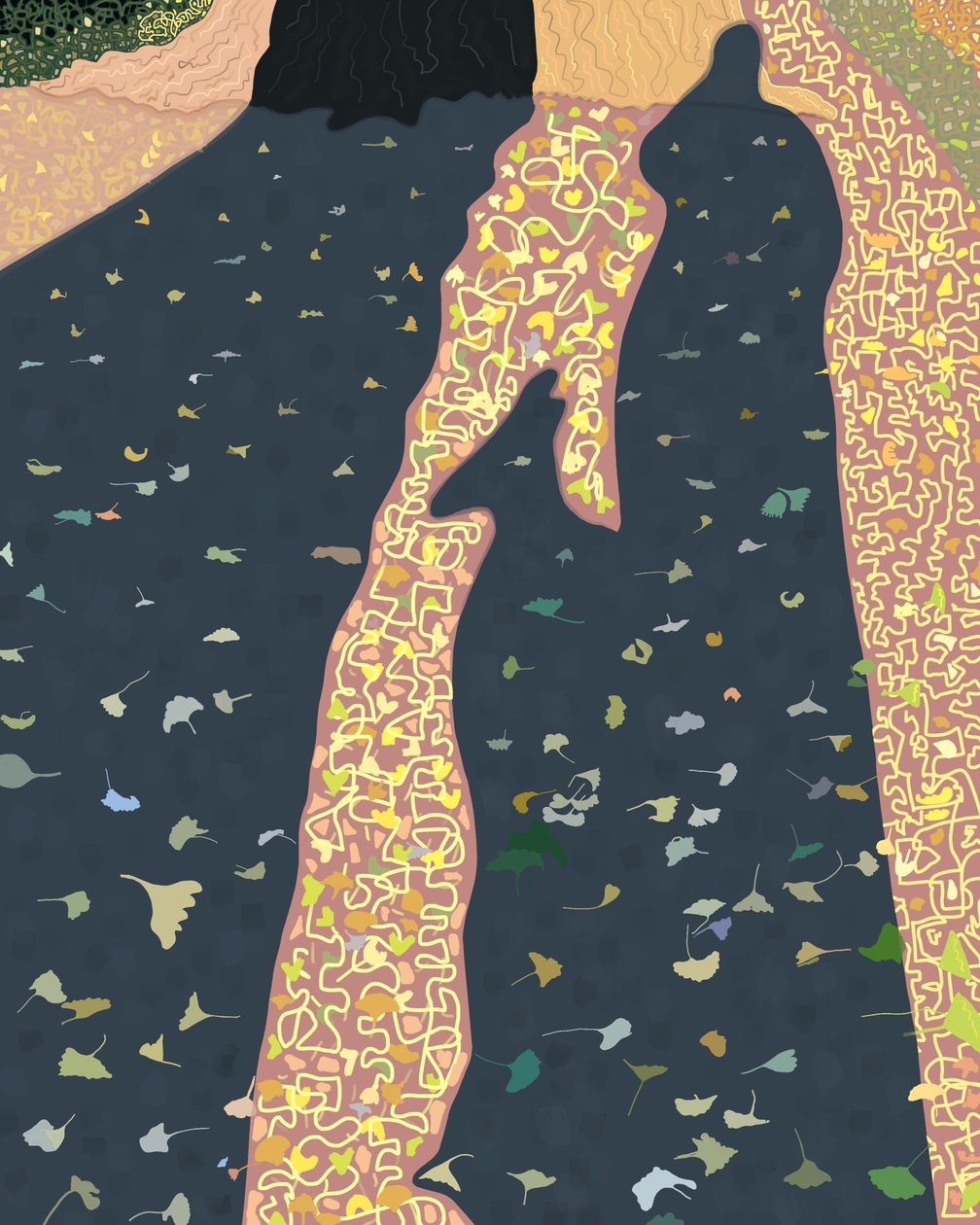 Foglie di ginko e ombre, Brooklyn (arte digitale) da Evan Sklar