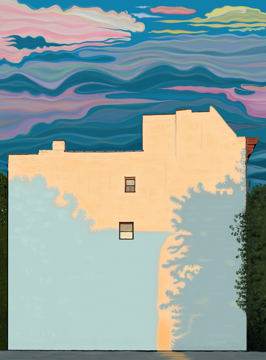 Casa e ombre di alberi (arte digitale) da Evan Sklar
