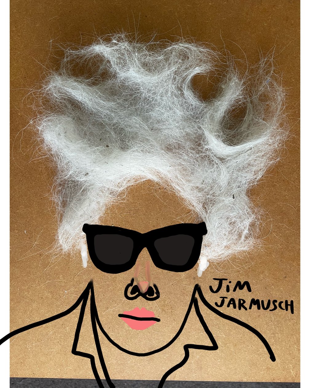Jim Jarmusch (disegno a collage) da Evan Sklar