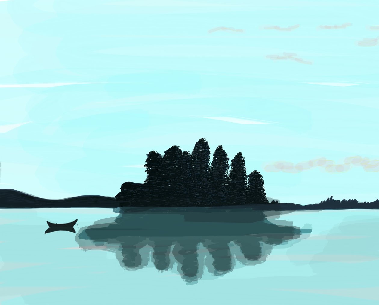 Lago nel Maine, 2015 (disegnato a mano su iPad con una matita Apple) da Evan Sklar
