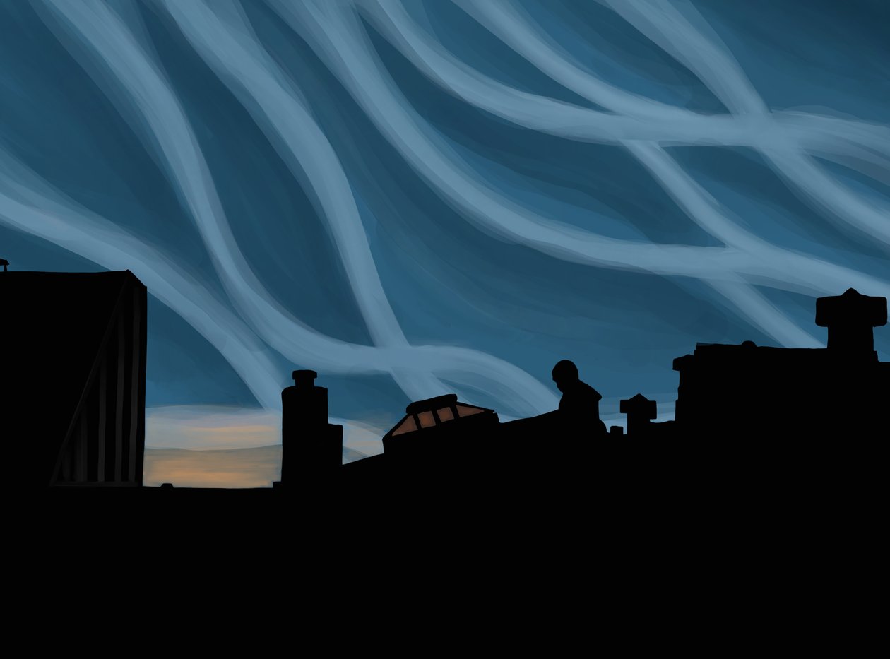 Uomo sul tetto di Brooklyn (arte digitale) da Evan Sklar