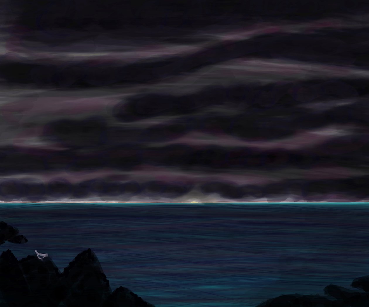 Oceano e cielo con uccelli di notte da Evan Sklar