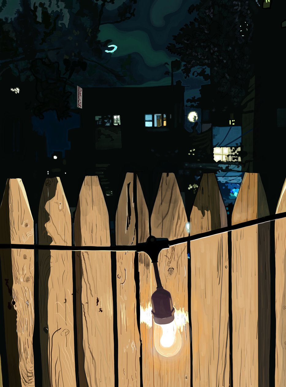 Il ponte di Rood di notte (arte digitale) da Evan Sklar