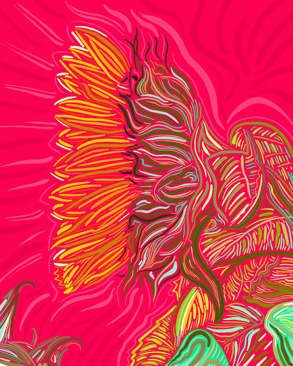 Girasole singolo, c.2020-24 (arte digitale) da Evan Sklar