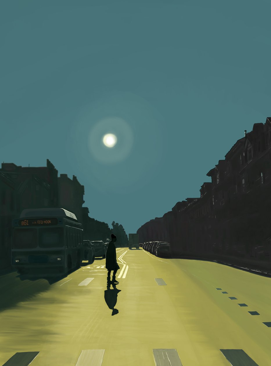 Sole e donna a passeggio sulla Nona Strada (arte digitale) da Evan Sklar