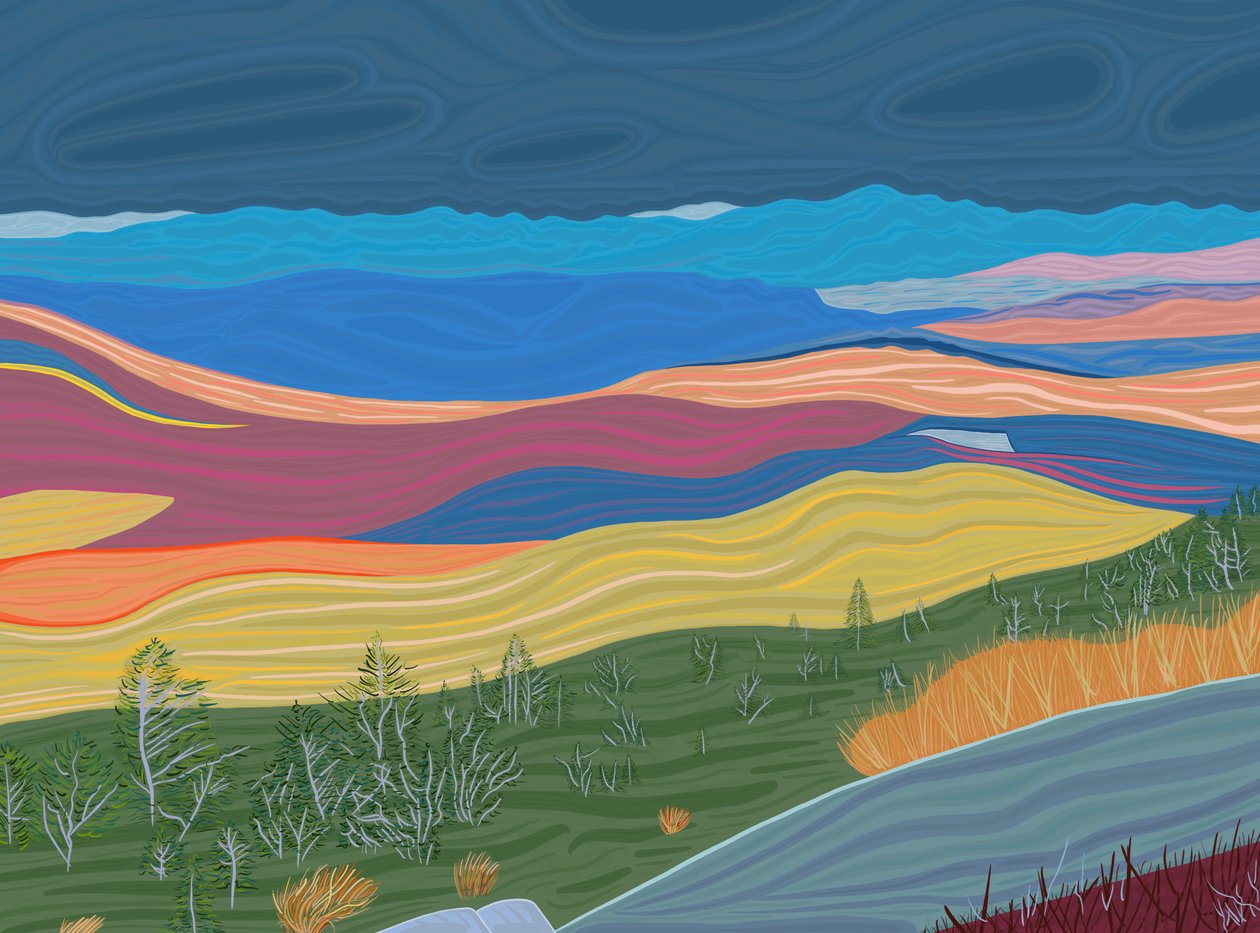 Vista dei monti Catskill in autunno (arte digitale) da Evan Sklar