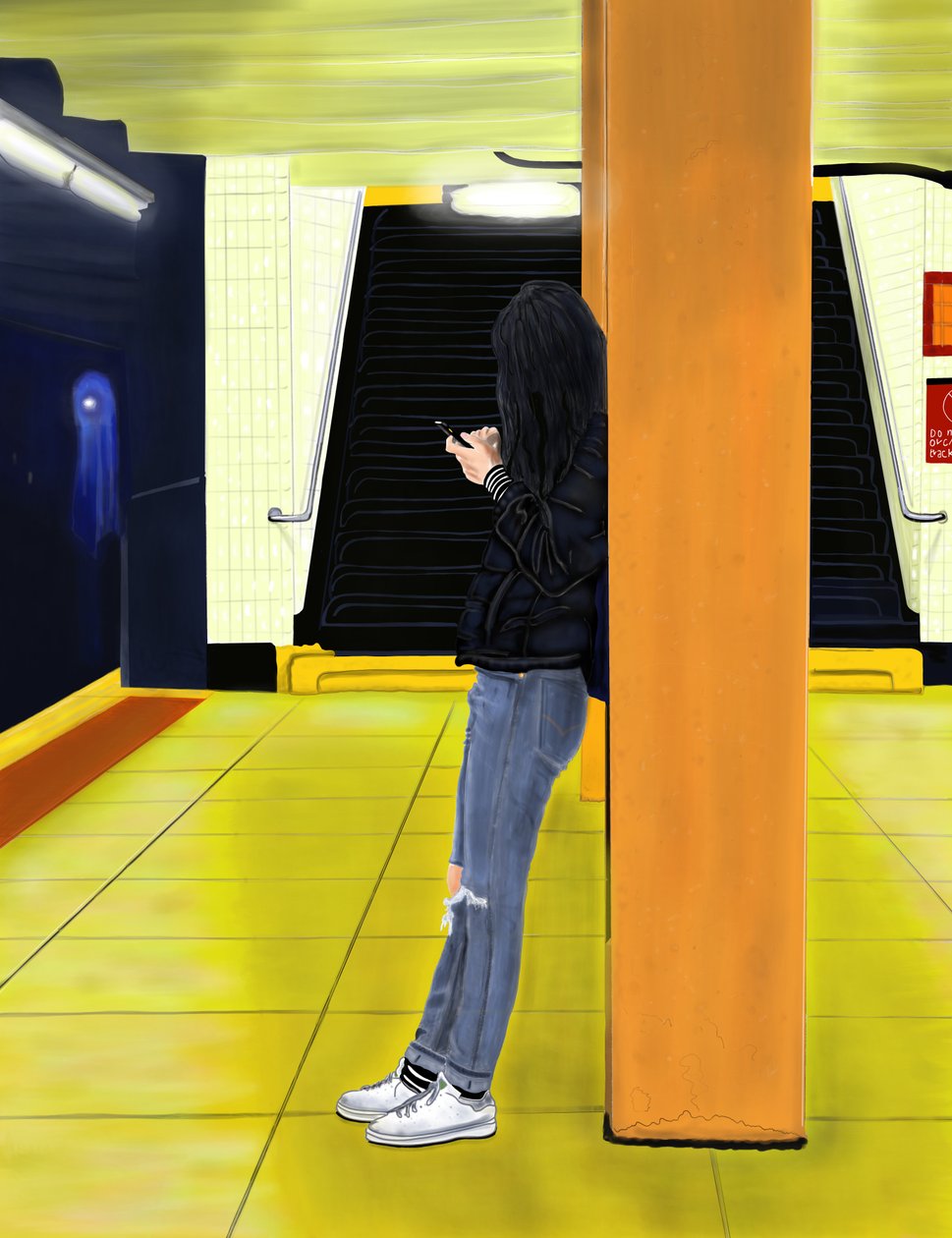 Aspettando il treno F, Brooklyn (arte digitale) da Evan Sklar