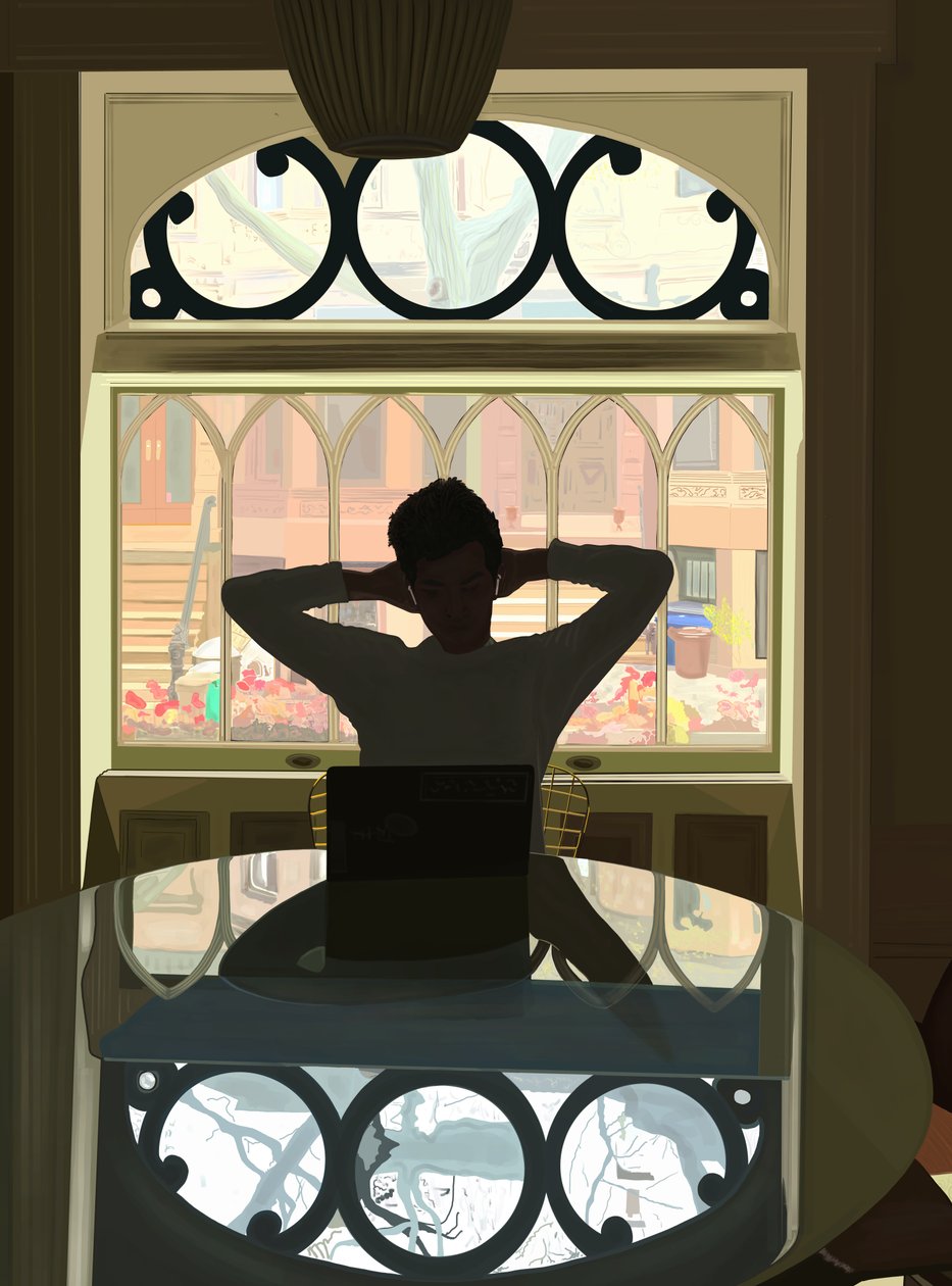 Lavorare da casa (arte digitale) da Evan Sklar